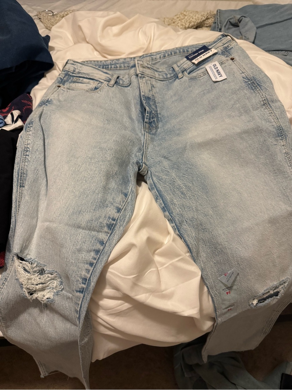 Old Navy Light Blue Boyfriend Jeans with Knee Distressing
